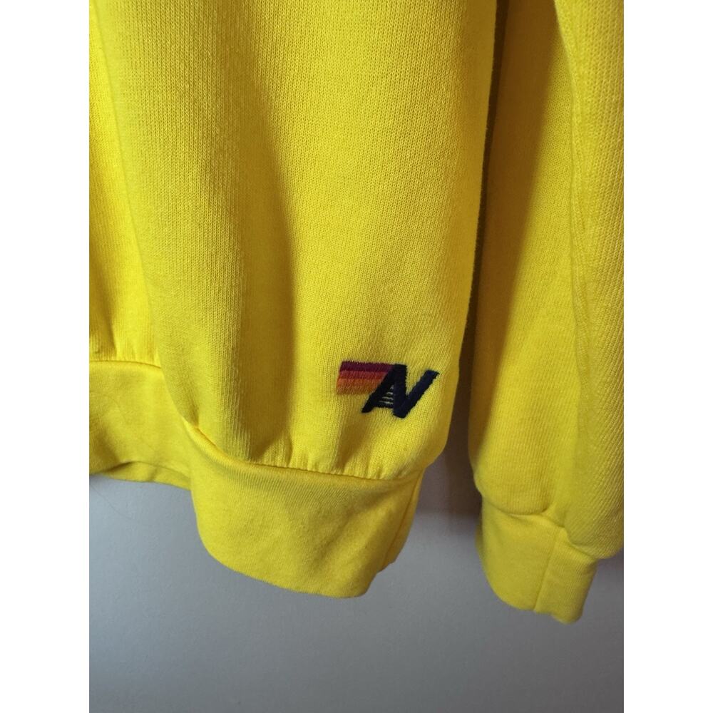 AVIATOR NATION Five Stripe Crewneck Sweatshirt In Lemon Yellow Sz S NWT $185 - Picture 5 of 9